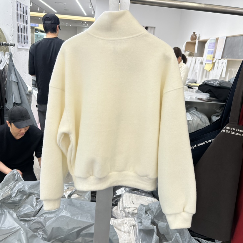 HELVETICA韓國直郵㊣女裝新品人氣職業夾克羊毛拉鏈高領混紡HELVETICA夾克