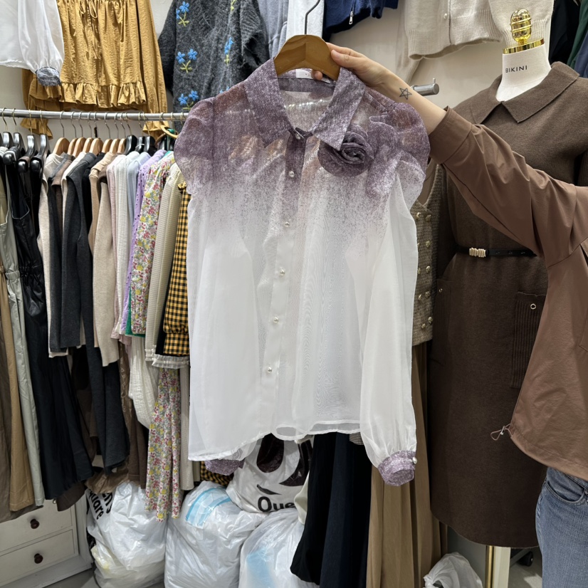 BIKINI韓國直郵㊣女裝新品25秋冬職業人氣時尚熱賣襯衫蕾絲衫BIKINI襯衫/蕾絲衫圖色2