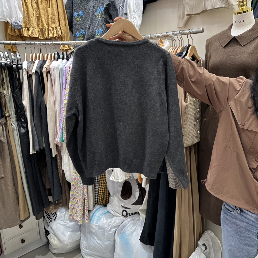 BIKINI東大門㊣代購女士新款職業時尚人氣25秋冬針織衫雪紡BIKINI針織衫