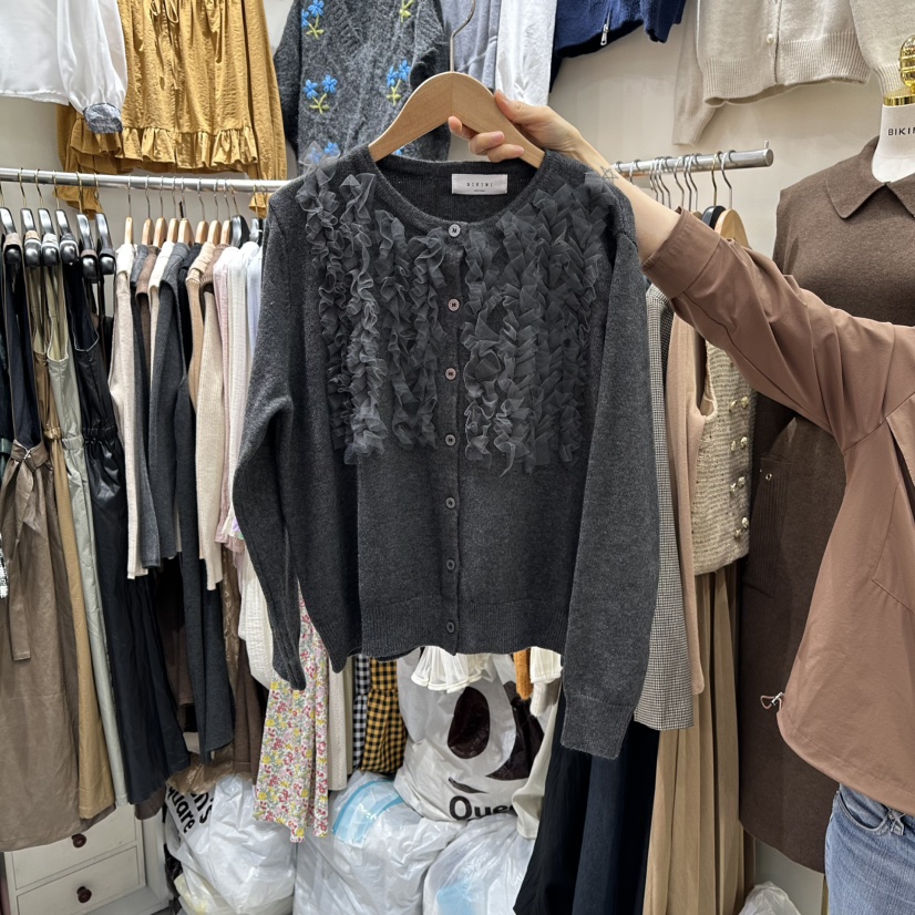BIKINI東大門㊣代購女士新款職業時尚人氣25秋冬針織衫雪紡BIKINI針織衫圖色2