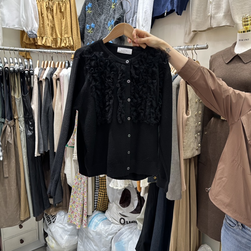 BIKINI東大門㊣代購女士新款職業時尚人氣25秋冬針織衫雪紡BIKINI針織衫圖色3