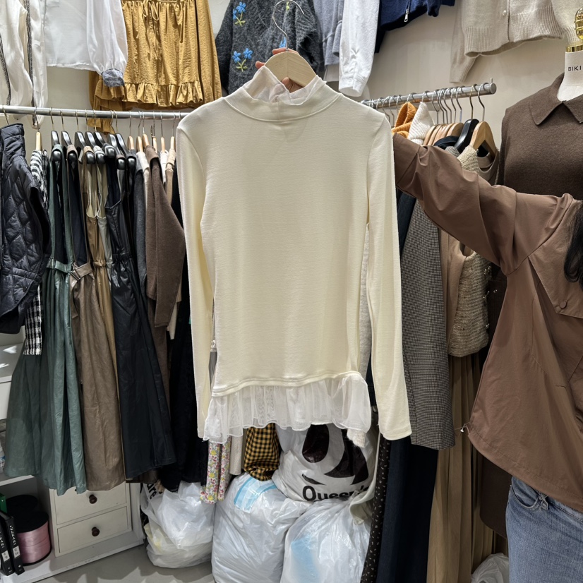 BIKINI韓國直郵㊣女士新品推薦休閑25秋冬熱賣襯衫蕾絲衫透視BIKINI襯衫/蕾絲衫