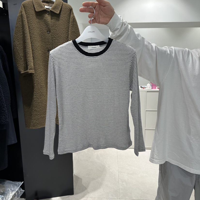 CREAM-P韓國代購㊣女裝新品推薦職業休閑時尚25秋冬長袖T恤CREAM-P長袖T恤圖色2
