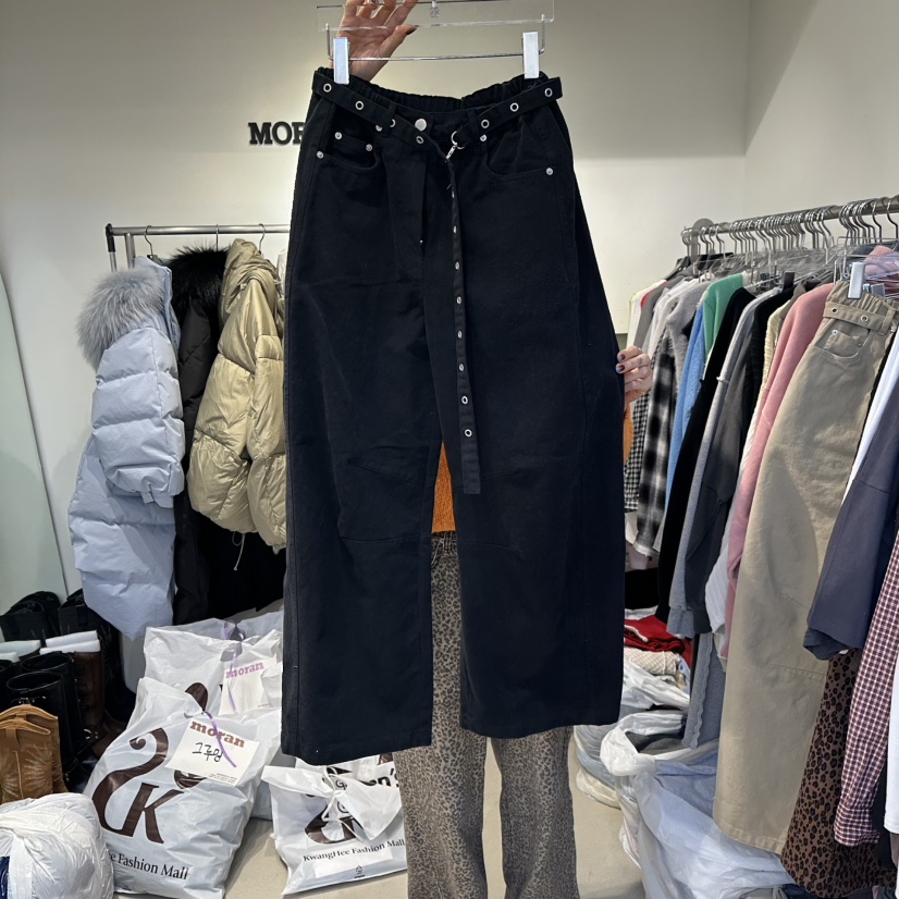MORAN東大門㊣代購女裝新款時尚推薦人氣熱賣職業休閑褲含腰帶MORAN/MOSCO休閑褲圖色2