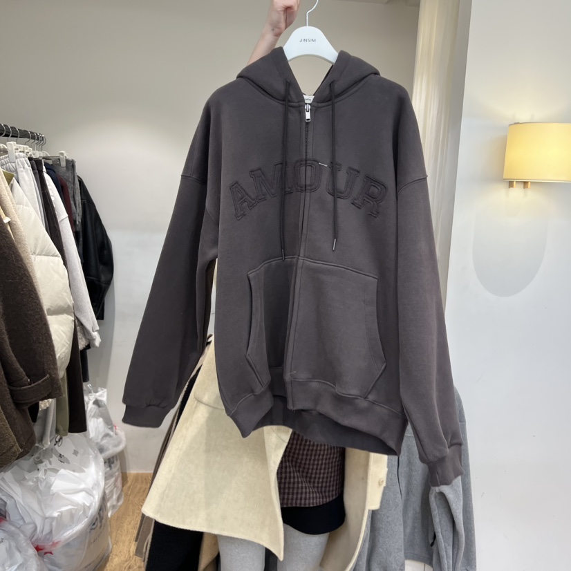 JINSIM東大門㊣代購女裝新款人氣休閑25秋冬職業時尚衛衣拉鏈JINSIM衛衣圖色3