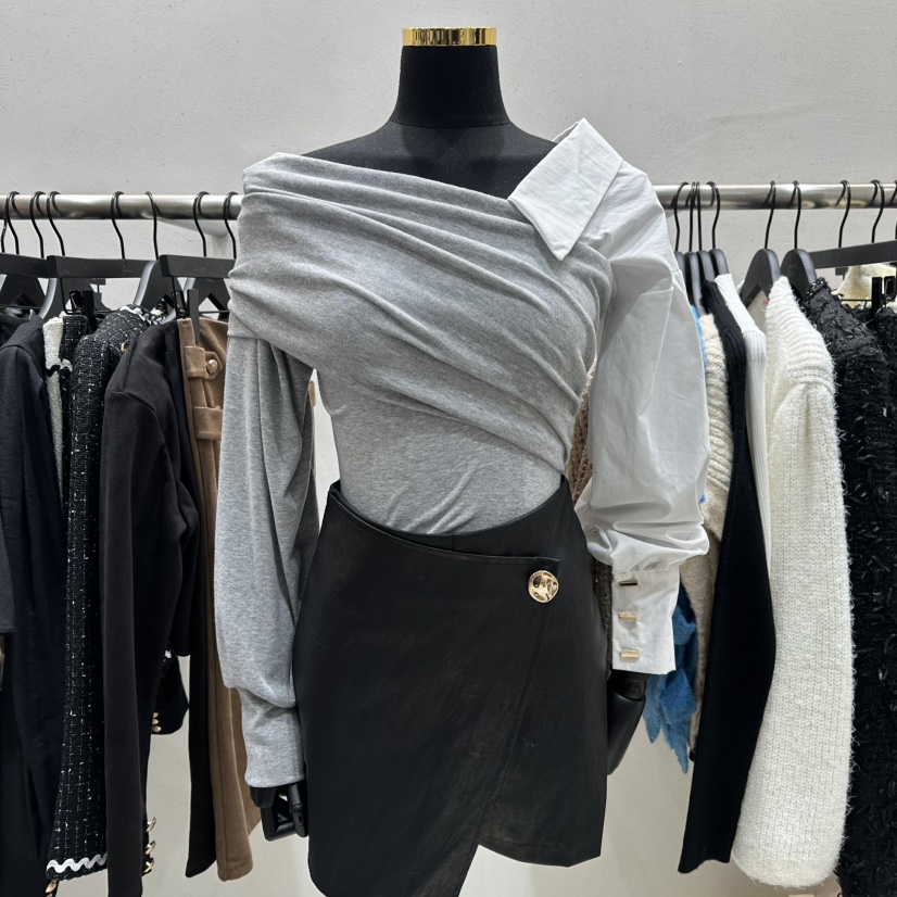 LOTTIMO東大門㊣直郵女裝新品25秋冬時尚職業長袖T恤假兩件LOTTIMO長袖T恤圖色1