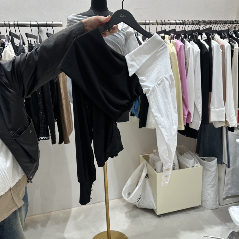 LOTTIMO東大門㊣直郵女裝新品25秋冬時尚職業長袖T恤假兩件LOTTIMO長袖T恤圖色2