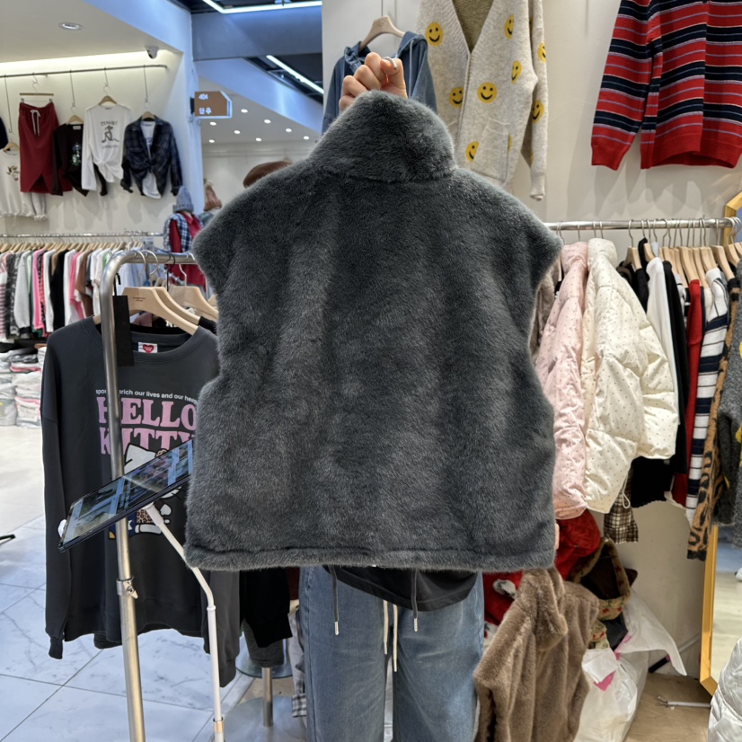 UNDERSTAR_VINTAGE韓國代購㊣女裝新品休閑時尚馬甲貂皮雙面UNDERSTAR_VINTAGE馬甲