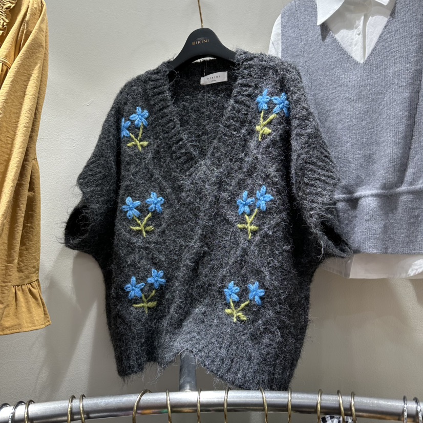 BIKINI東大門㊣代購女士新品熱賣推薦職業人氣25秋冬毛衣花朵BIKINI毛衣圖色2