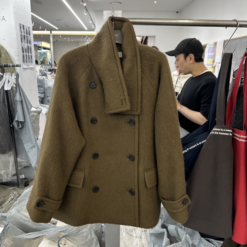 HELVETICA韓國直郵㊣女士新品25秋冬休閑時尚推薦短款大衣羊駝HELVETICA短款大衣圖色3