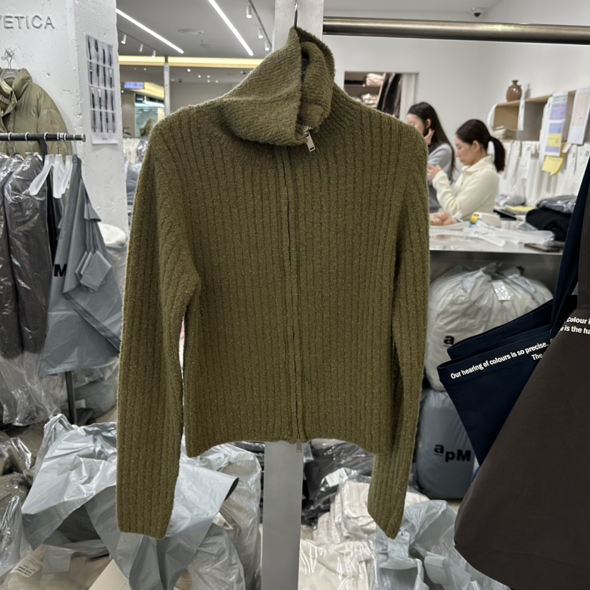 HELVETICA韓國代購㊣女裝新品職業25秋冬時尚熱賣針織衫拉鏈HELVETICA針織衫圖色3