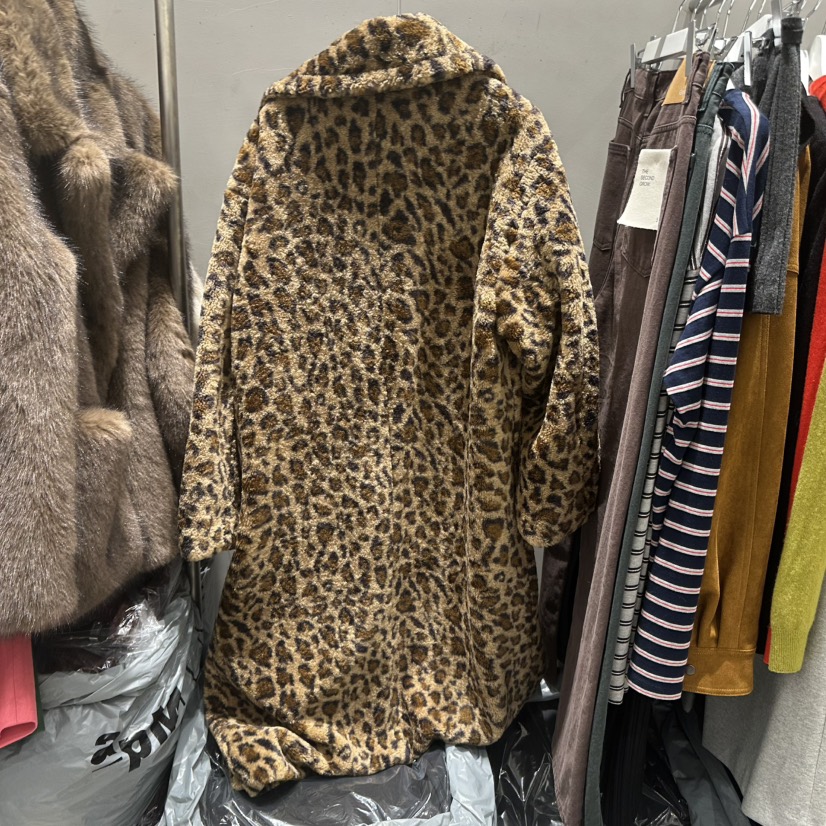 THE SECOND GROW韓國直郵㊣女士新品職業人氣中長款大衣豹紋THE SECOND GROW中長款大衣