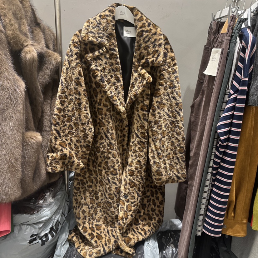 THE SECOND GROW韓國直郵㊣女士新品職業人氣中長款大衣豹紋THE SECOND GROW中長款大衣圖色1