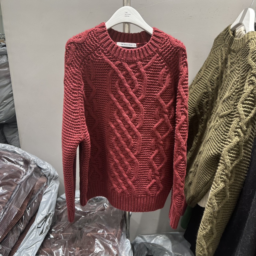 THE SECOND GROW韓國代購㊣女裝新款人氣25秋冬毛衣麻花針織THE SECOND GROW毛衣圖色2