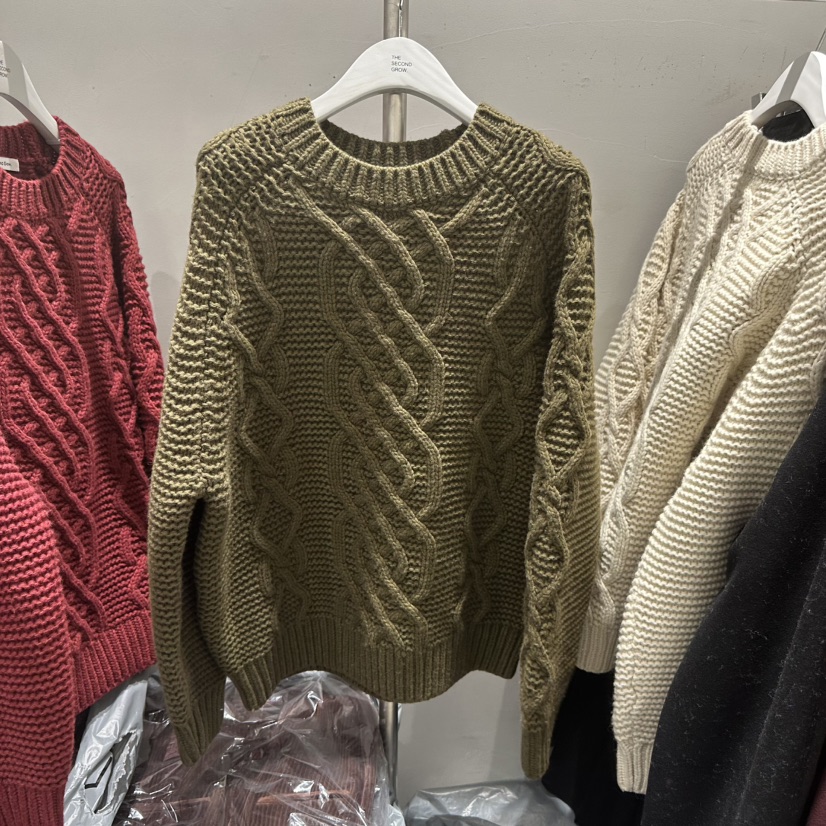 THE SECOND GROW韓國代購㊣女裝新款人氣25秋冬毛衣麻花針織THE SECOND GROW毛衣圖色3