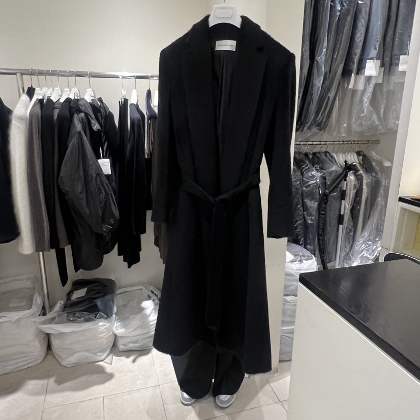 MASCULINE韓國直郵㊣女裝新款休閑時尚職業中長款大衣含腰帶MASCULINE中長款大衣圖色1