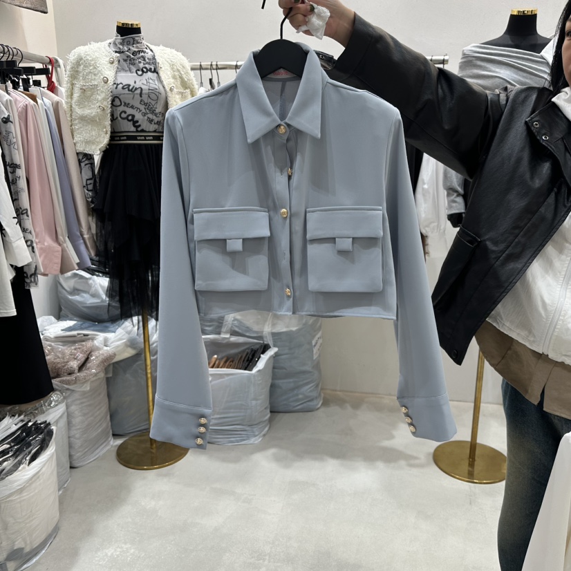 LOTTIMO東大門㊣代購女士新款休閑人氣熱賣推薦襯衫蕾絲衫口袋LOTTIMO襯衫/蕾絲衫圖色2