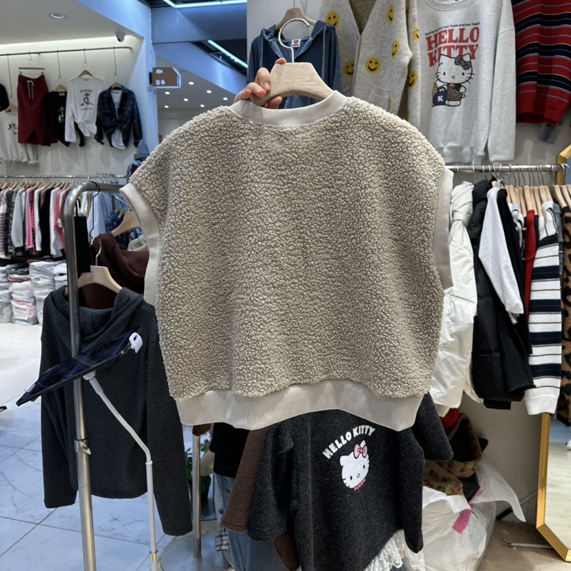 UNDERSTAR_VINTAGE韓國代購㊣女裝新款25秋冬熱賣馬甲加絨抓絨UNDERSTAR_VINTAGE馬甲