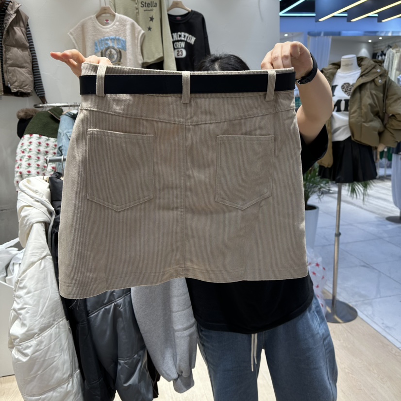 UNDERSTAR_VINTAGE韓國代購㊣女士新品推薦人氣休閑短裙含腰帶UNDERSTAR_VINTAGE短裙