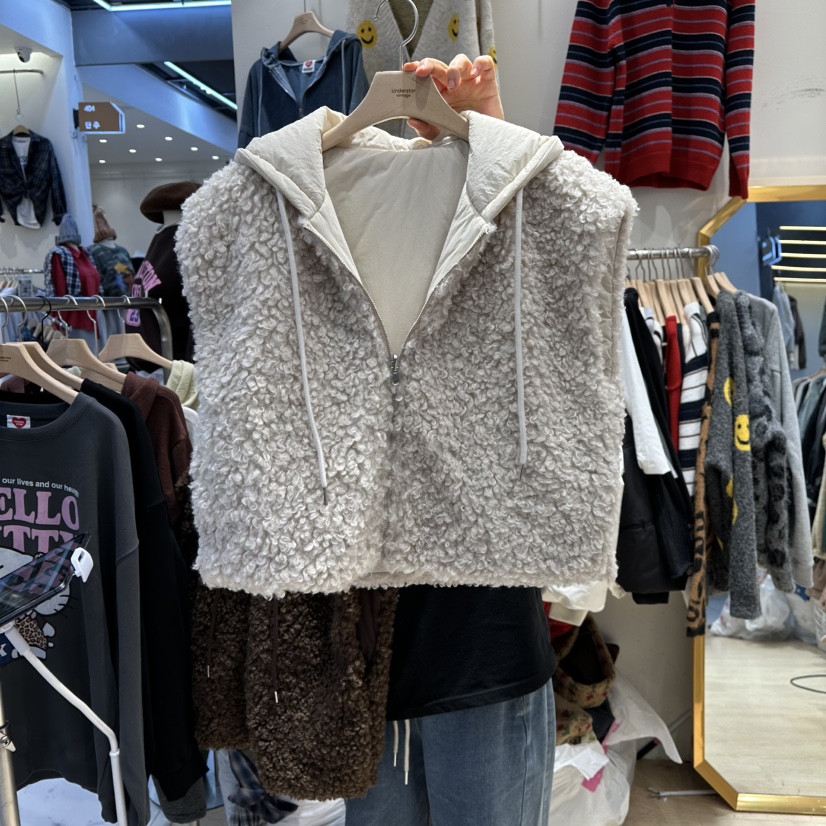 UNDERSTAR_VINTAGE東大門㊣直郵女士新款推薦職業馬甲雙面抓絨UNDERSTAR_VINTAGE馬甲圖色1