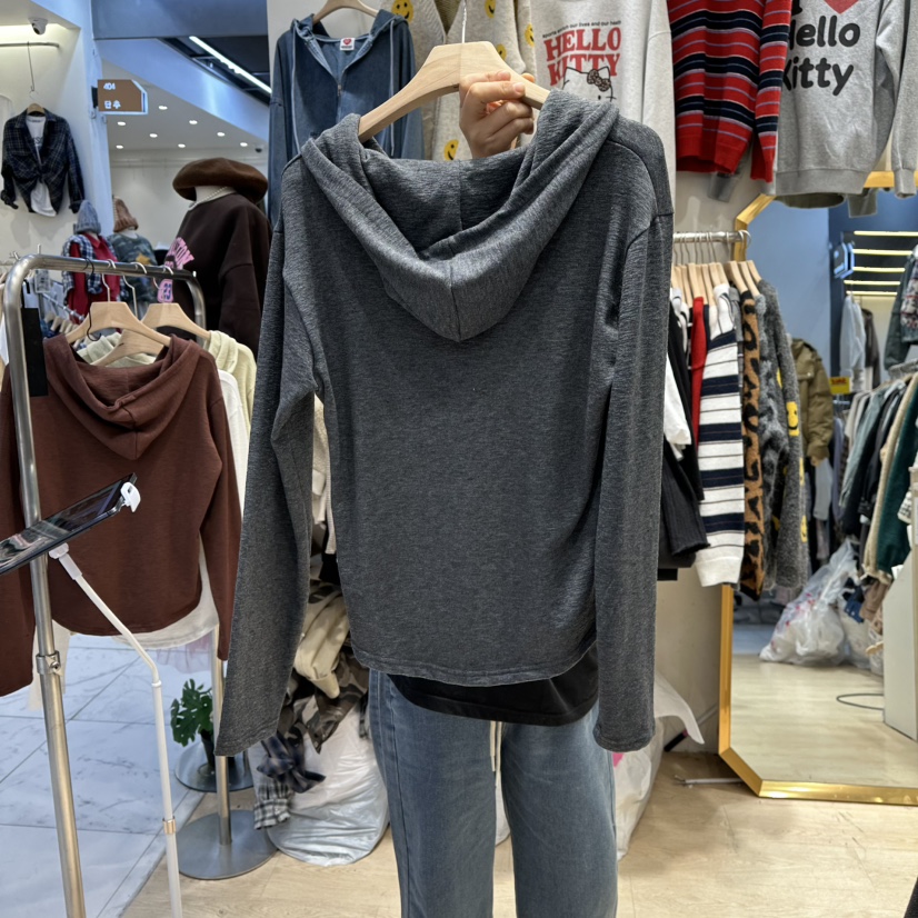 UNDERSTAR_VINTAGE韓國直郵㊣女裝新品時尚熱賣長袖T恤連帽衫UNDERSTAR_VINTAGE長袖T恤