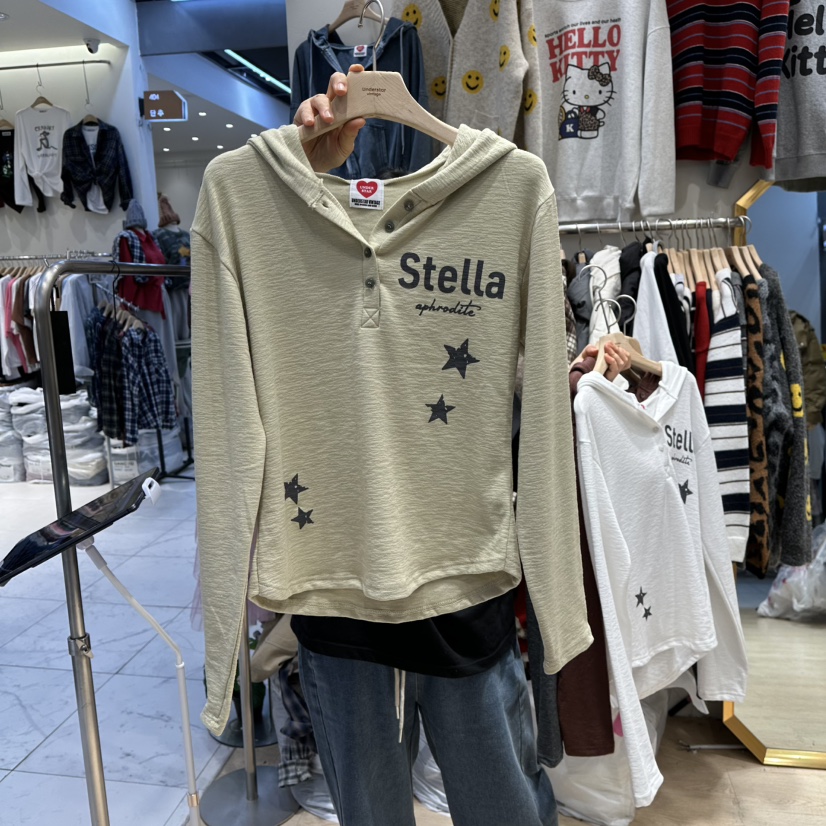 UNDERSTAR_VINTAGE韓國直郵㊣女裝新品時尚熱賣長袖T恤連帽衫UNDERSTAR_VINTAGE長袖T恤圖色2