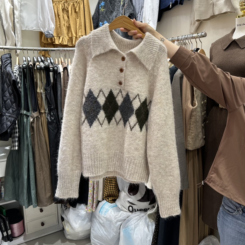 BIKINI東大門㊣代購女士新品推薦熱賣時尚休閑職業毛衣紐扣BIKINI毛衣圖色1