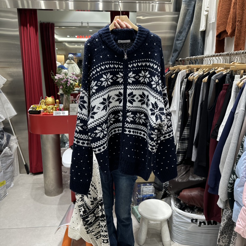 SOLAR東大門㊣直郵女士新款職業時尚休閑25秋冬人氣針織衫拉鏈SOLAR針織衫圖色2