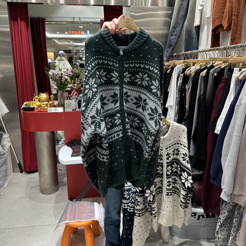 SOLAR東大門㊣直郵女士新款職業時尚休閑25秋冬人氣針織衫拉鏈SOLAR針織衫圖色3