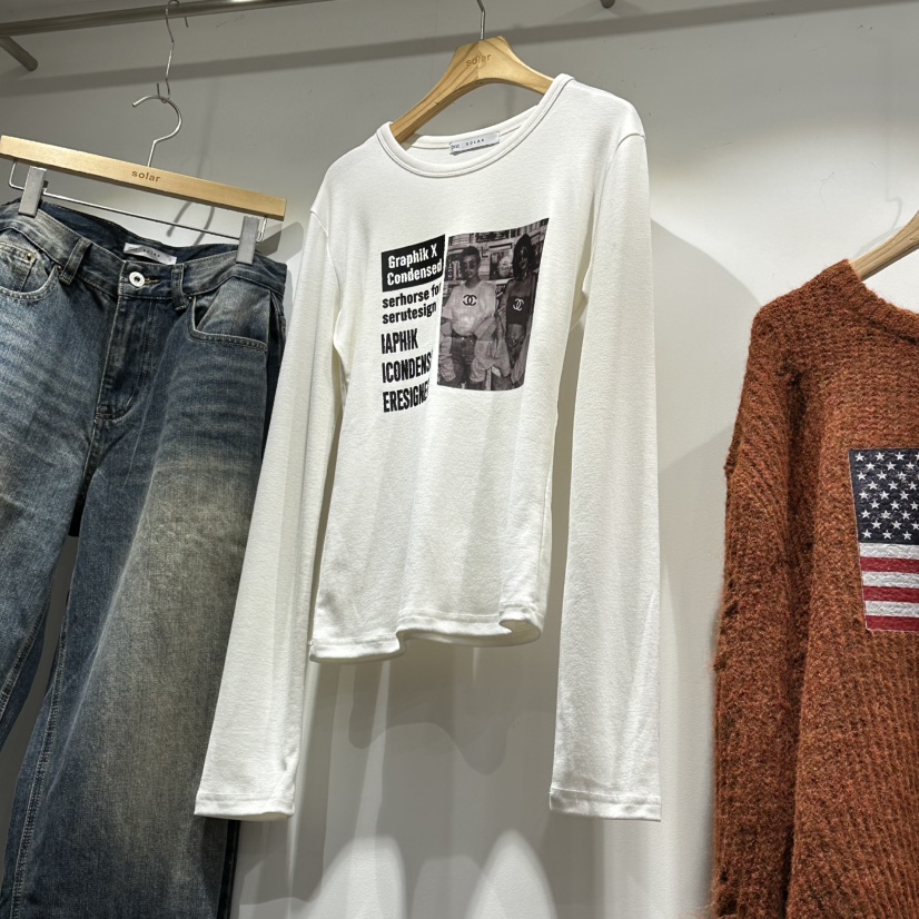 SOLAR東大門㊣實拍女士新品休閑推薦時尚25秋冬人氣長袖T恤SOLAR長袖T恤圖色1