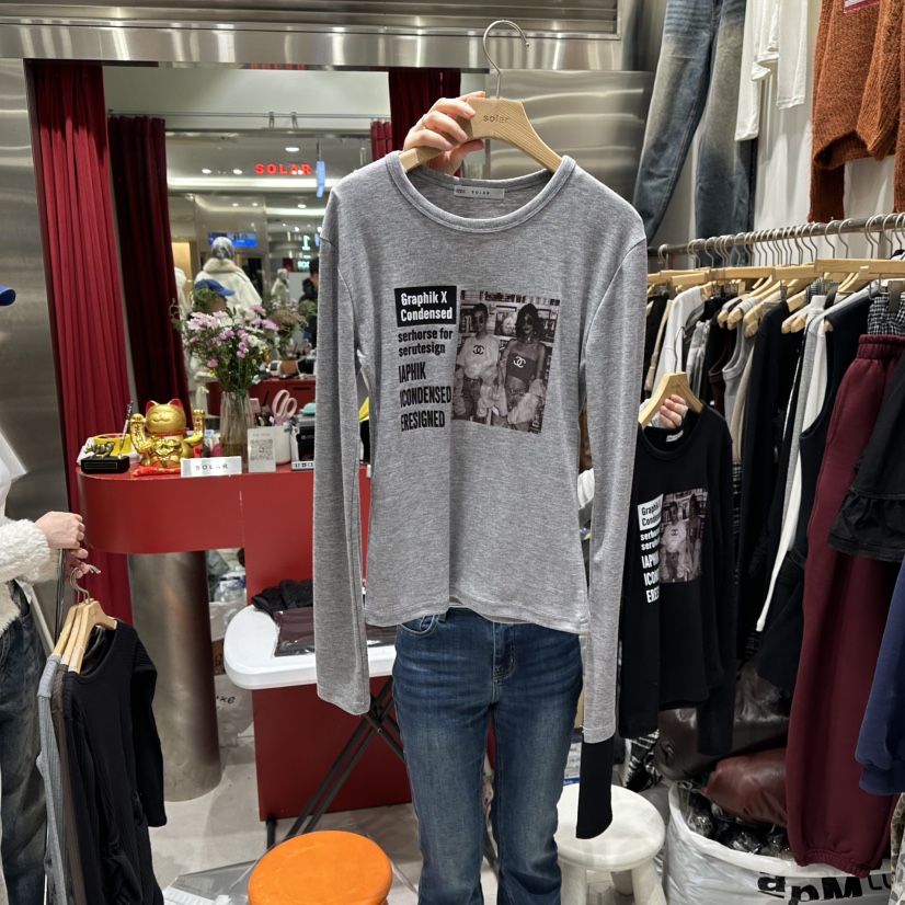 SOLAR東大門㊣實拍女士新品休閑推薦時尚25秋冬人氣長袖T恤SOLAR長袖T恤圖色2