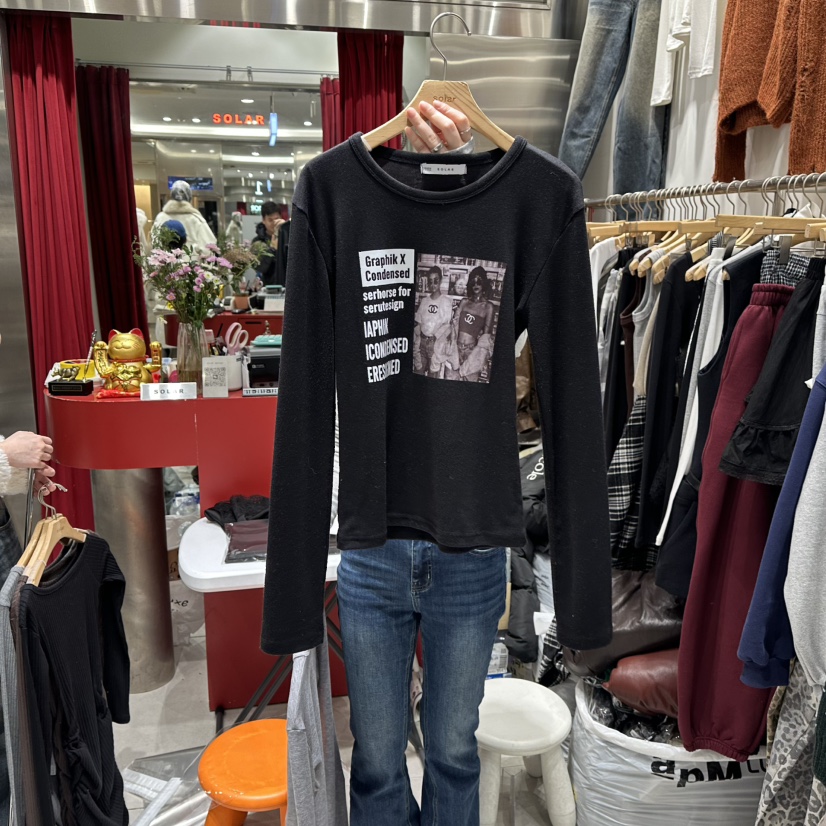 SOLAR東大門㊣實拍女士新品休閑推薦時尚25秋冬人氣長袖T恤SOLAR長袖T恤圖色3