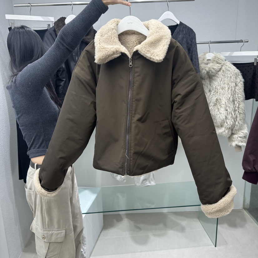 NEUTER韓國直郵㊣女裝新品時尚職業推薦熱賣25秋冬夾克毛皮雙面NEUTER夾克圖色1