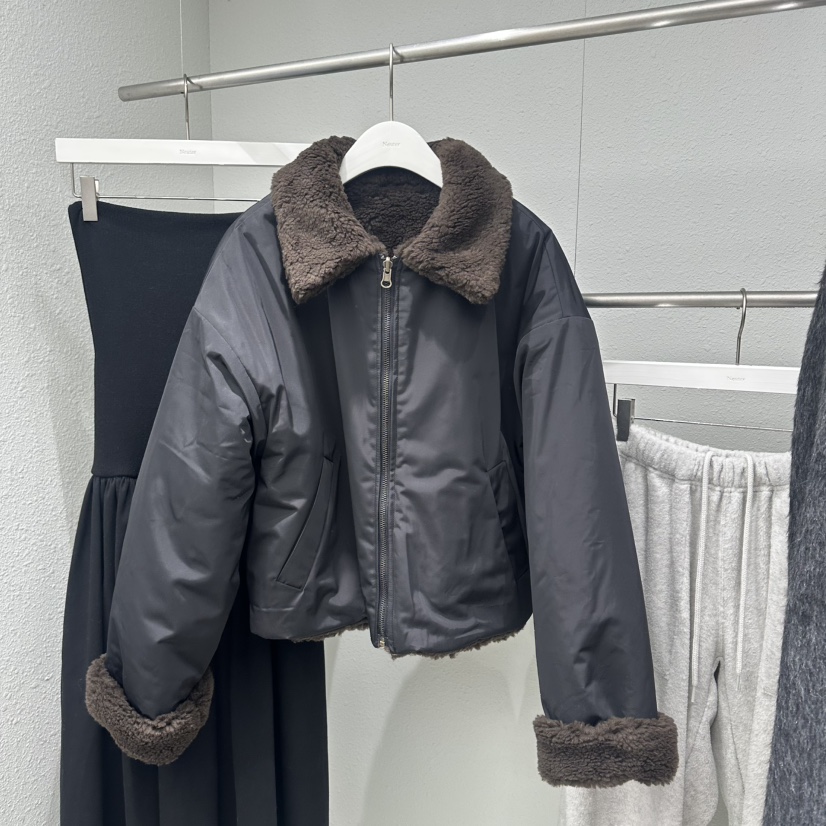 NEUTER韓國直郵㊣女裝新品時尚職業推薦熱賣25秋冬夾克毛皮雙面NEUTER夾克圖色2