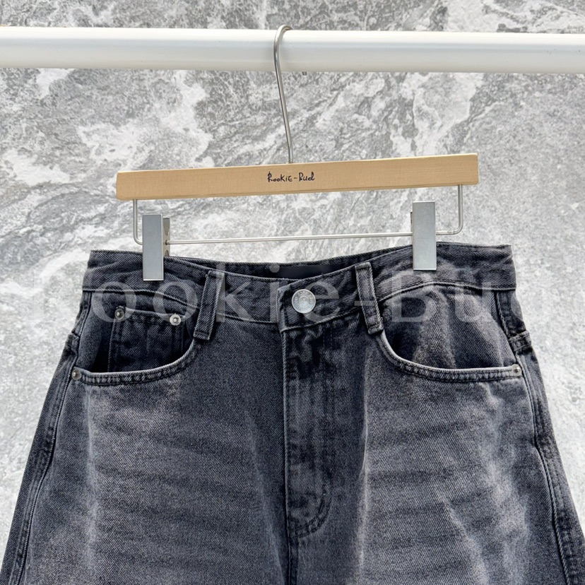 ROOKIE BUD韓國代購㊣女裝新款熱賣休閑人氣職業牛仔褲抓絨ROOKIE BUD-L牛仔褲