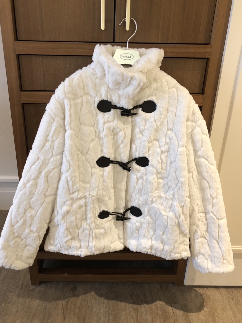 BADCALM韓國直郵㊣女士新品推薦人氣休閑短款大衣帆布包貂皮BADCALM短款大衣