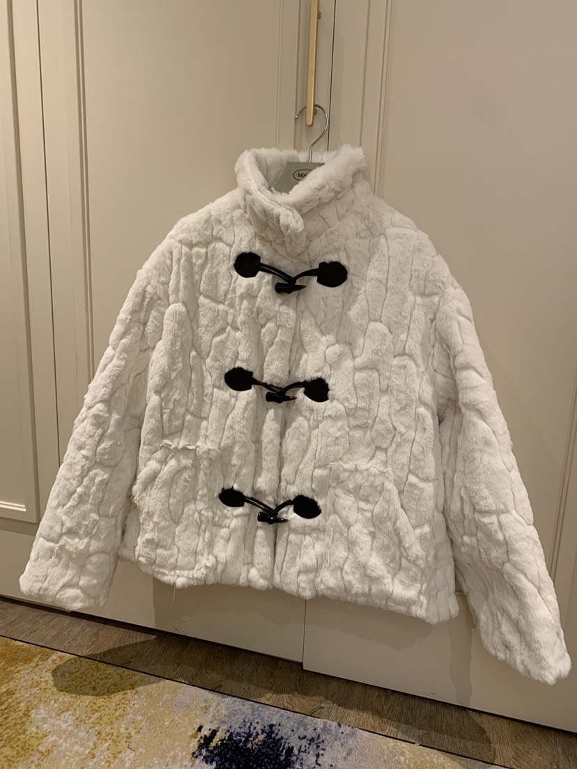 BADCALM韓國直郵㊣女士新品推薦人氣休閑短款大衣帆布包貂皮BADCALM短款大衣