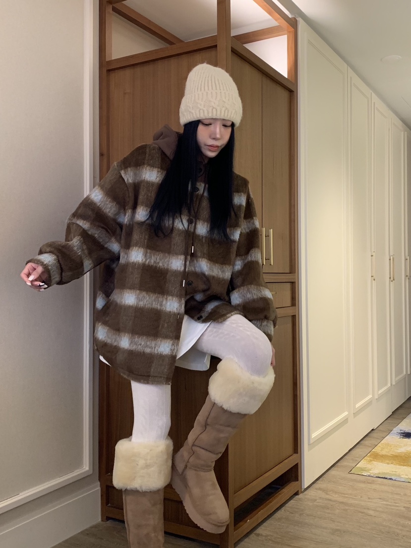 BADCALM東大門㊣直郵女裝新款時尚休閑25秋冬職業夾克羊毛格紋BADCALM夾克