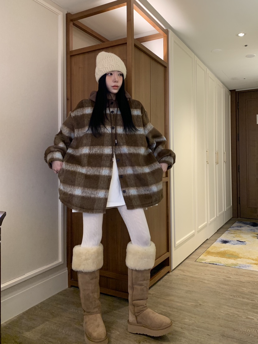 BADCALM東大門㊣直郵女裝新款時尚休閑25秋冬職業夾克羊毛格紋BADCALM夾克