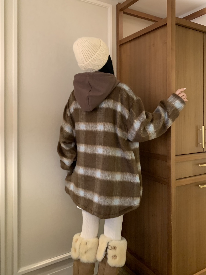 BADCALM東大門㊣直郵女裝新款時尚休閑25秋冬職業夾克羊毛格紋BADCALM夾克