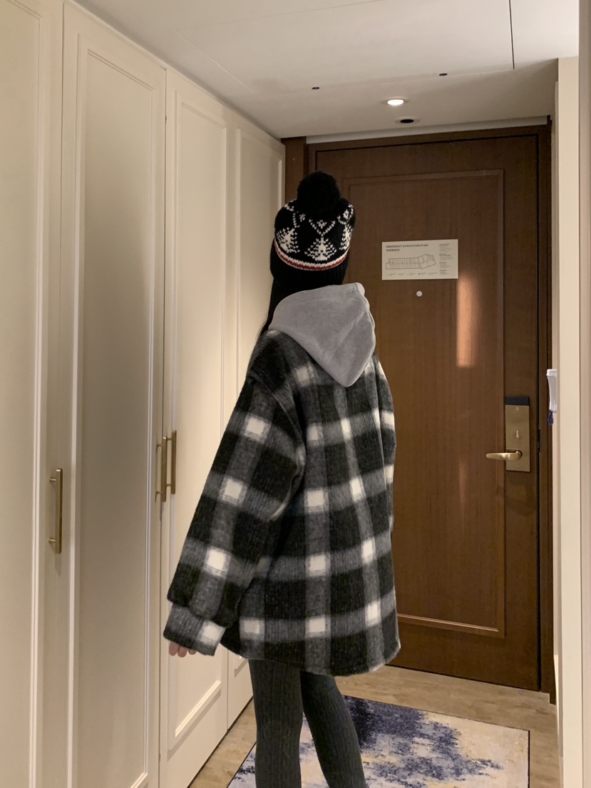 BADCALM東大門㊣直郵女裝新款時尚休閑25秋冬職業夾克羊毛格紋BADCALM夾克