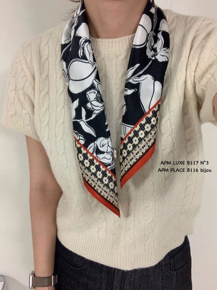 N3東大門㊣實拍女士新品推薦熱賣人氣休閑圍巾披肩花朵絲綢N3圍巾/披肩