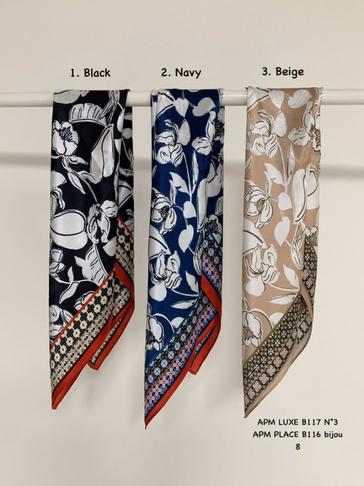 N3東大門㊣實拍女士新品推薦熱賣人氣休閑圍巾披肩花朵絲綢N3圍巾/披肩