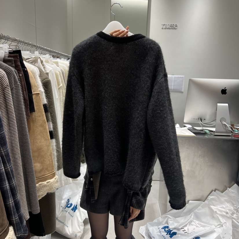 NUESE東大門㊣實拍女裝新款職業休閑25秋冬人氣推薦毛衣V領NUESE毛衣