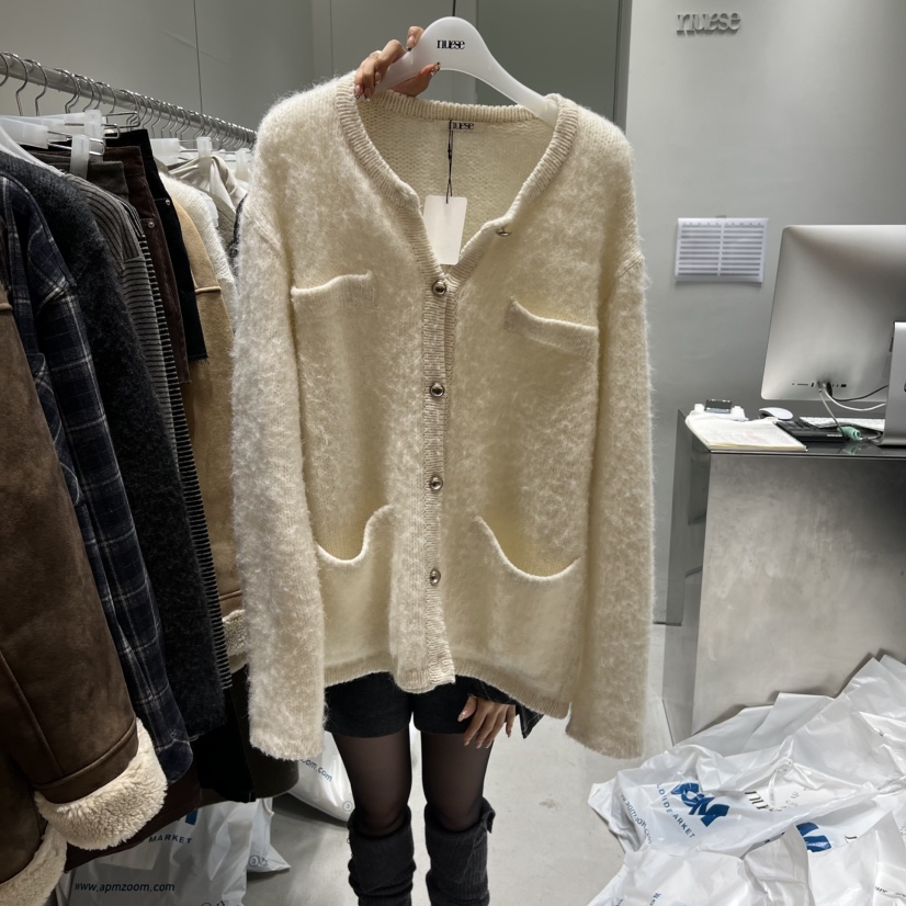 NUESE東大門㊣實拍女裝新款職業休閑25秋冬人氣推薦毛衣V領NUESE毛衣圖色1