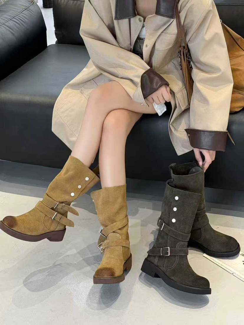 OPPA韓國直郵㊣女裝新品時尚職業休閑人氣25秋冬推薦靴子牛皮OPPA靴子