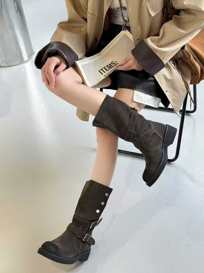 OPPA韓國直郵㊣女裝新品時尚職業休閑人氣25秋冬推薦靴子牛皮OPPA靴子