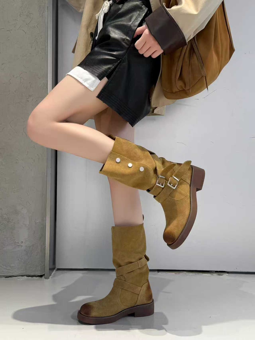 OPPA韓國直郵㊣女裝新品時尚職業休閑人氣25秋冬推薦靴子牛皮OPPA靴子