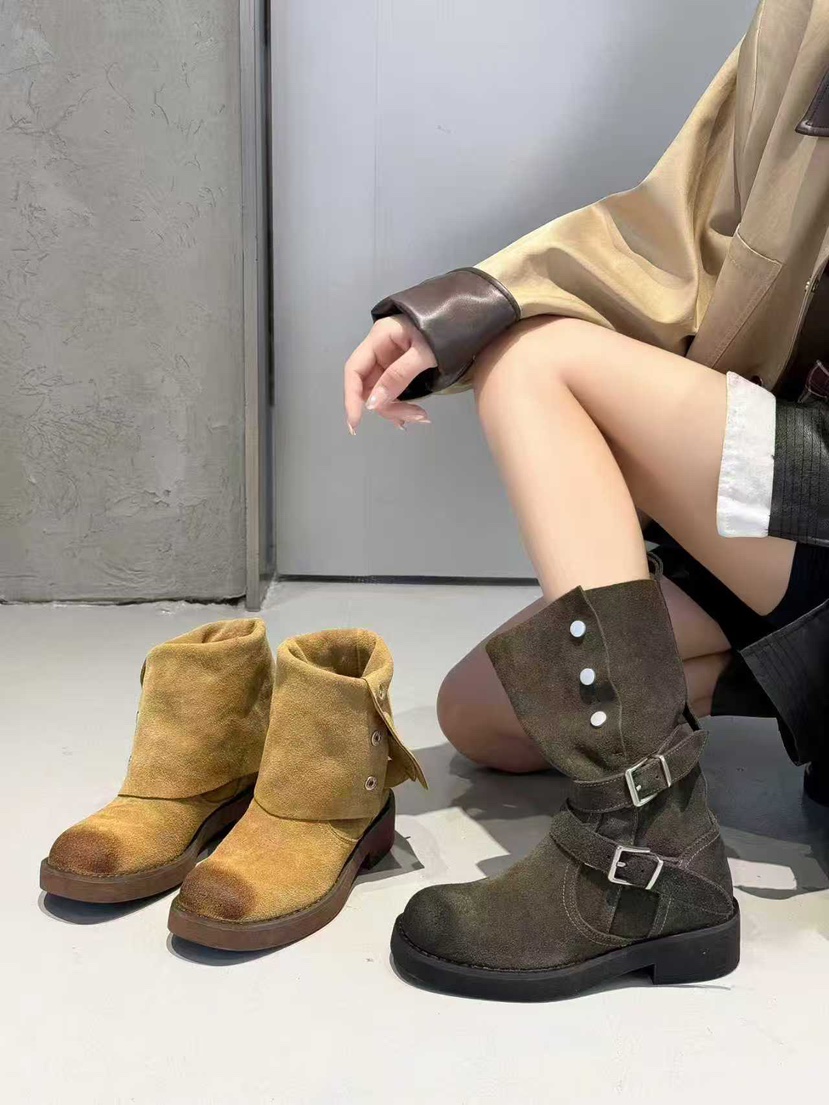 OPPA韓國直郵㊣女裝新品時尚職業休閑人氣25秋冬推薦靴子牛皮OPPA靴子