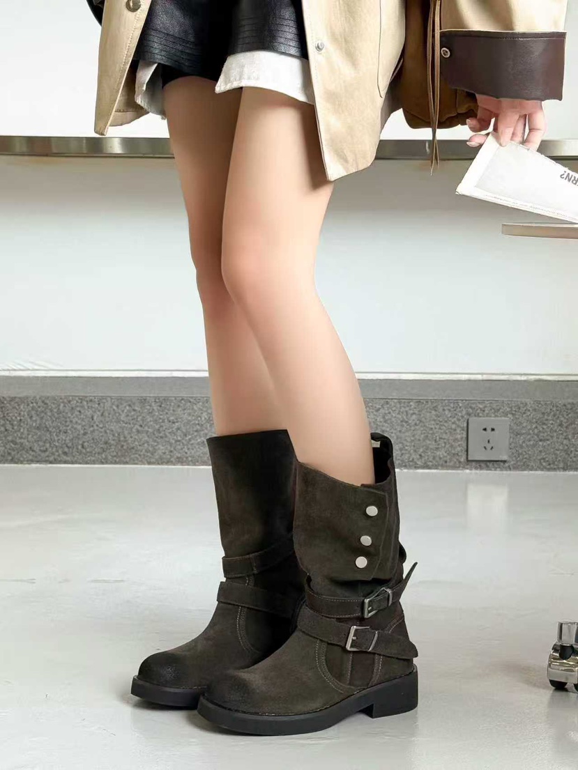 OPPA韓國直郵㊣女裝新品時尚職業休閑人氣25秋冬推薦靴子牛皮OPPA靴子圖色2